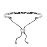 Intuitions Stainless Steel KEEP CALM AND CARRY ON Diamond Accent Adjustable Bracelet fine designer jewelry for men and women